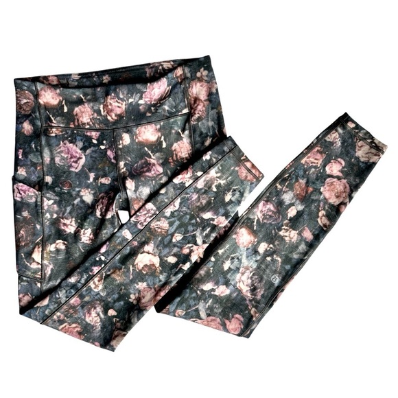 HTF Lululemon Fast and Free High-Rise Tight 25” Floral Dark Forest Size 6 (EUC) - Picture 3 of 16